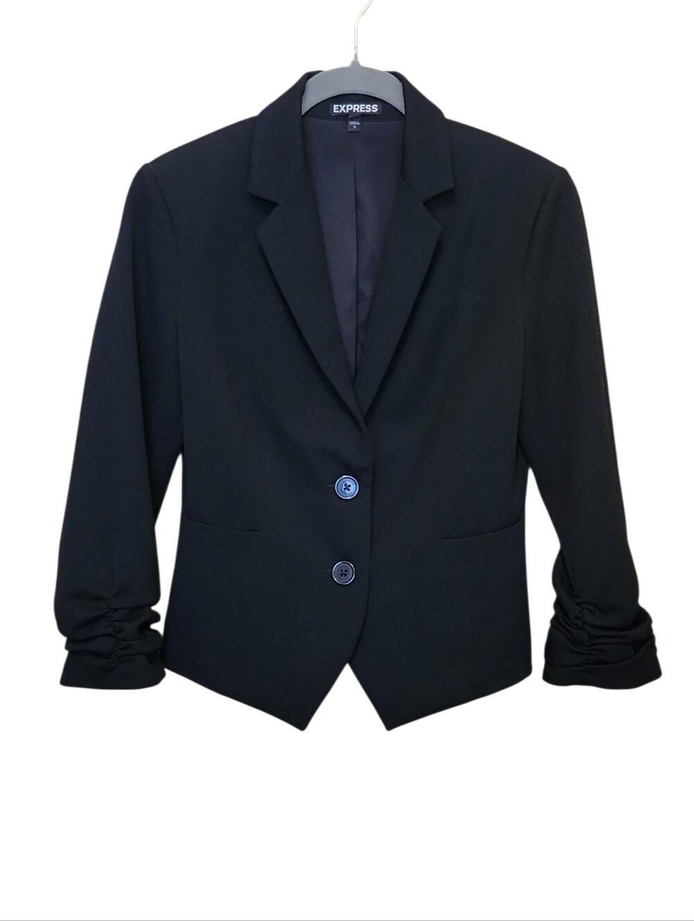 EXPRESS RUCHED SLEEVE BLACK STRUCTURED BLAZER SIZE 2 NWOT